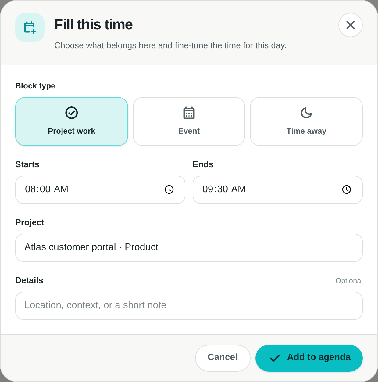 Block Editor · Dialog detail · Light · Desktop