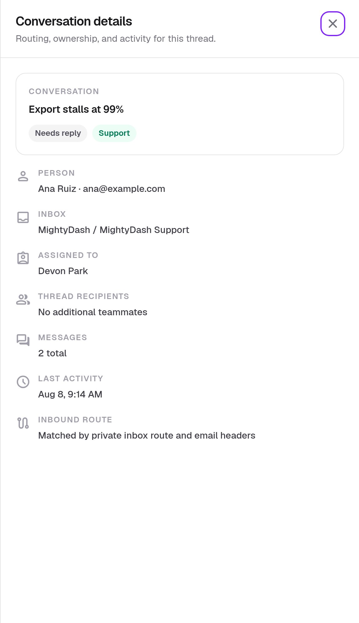 Conversation Details · Component detail · Light · Desktop