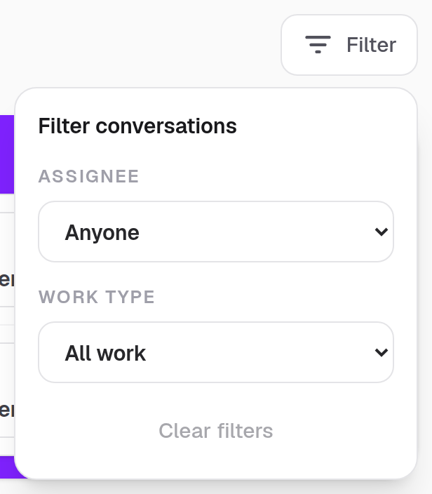 Conversation Filter · Component detail · Light · Desktop · Open