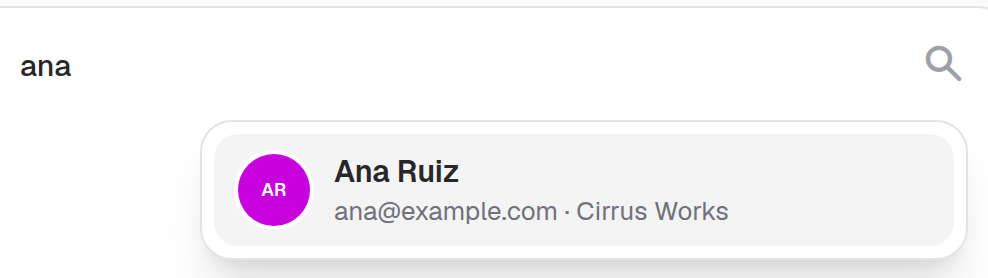 Email · Component detail · Light · Desktop · Results