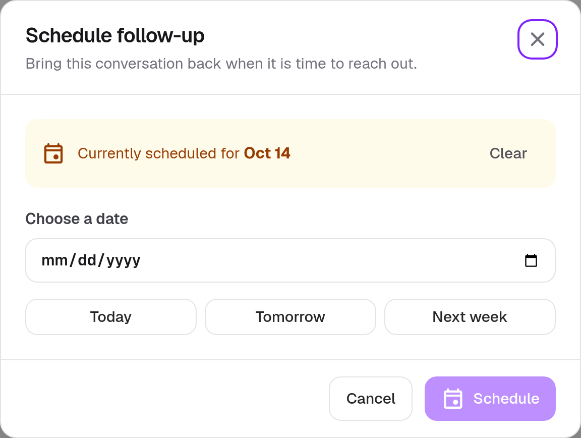 Follow Up · Component detail · Light · Desktop