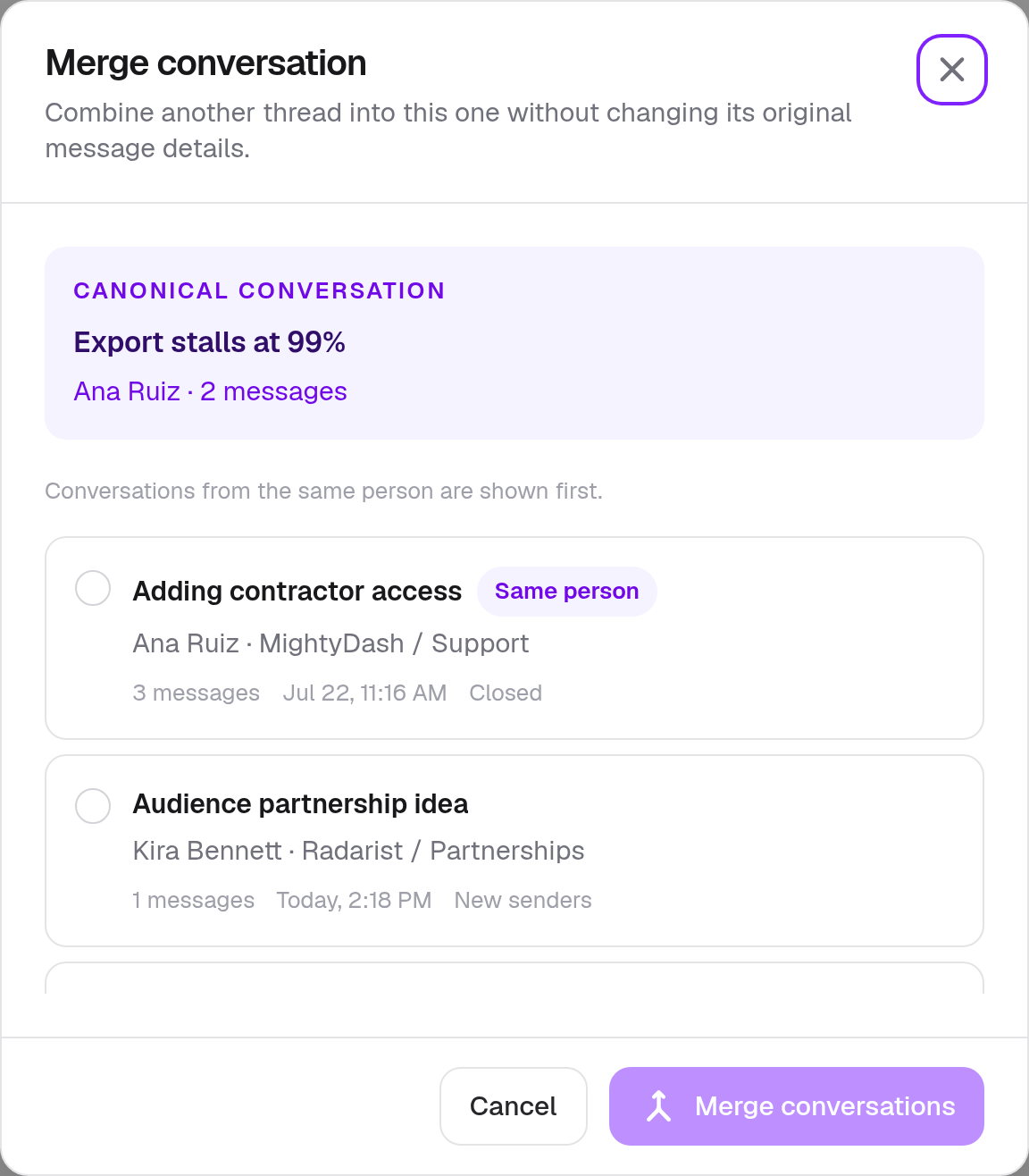 Merge · Component detail · Light · Desktop