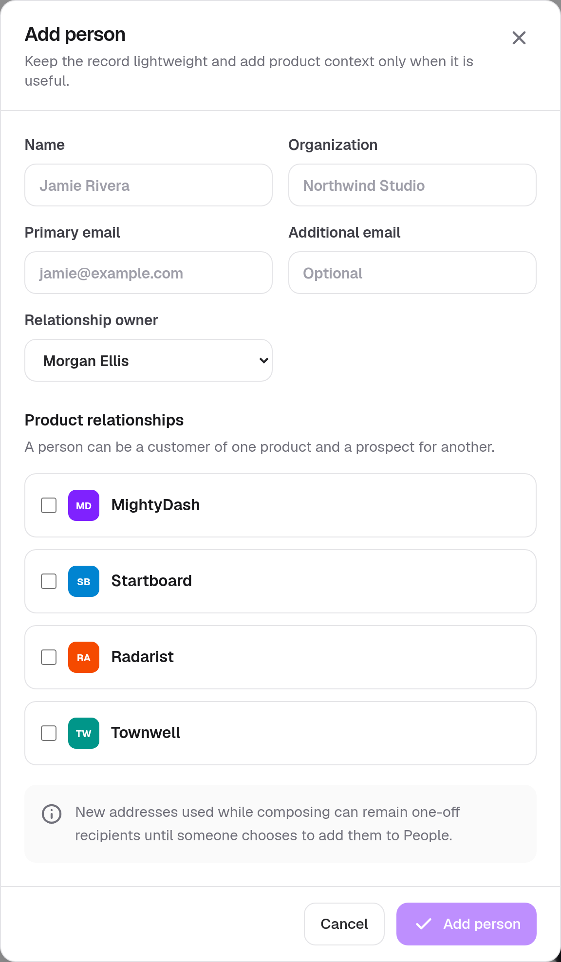 Person Editor · Component detail · Light · Desktop · Full Content