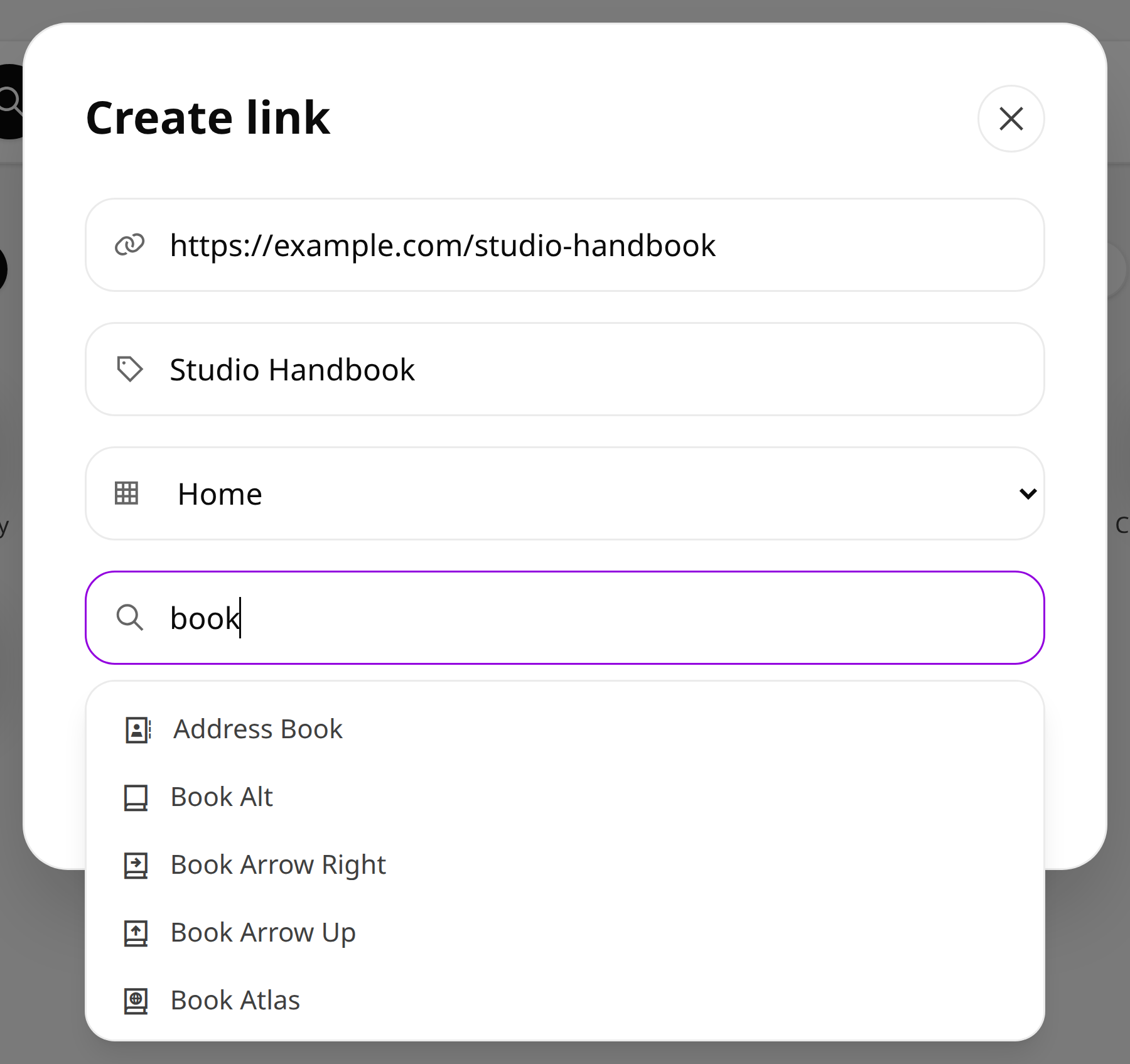 Icon Picker Open Desktop Light · Component detail · Light · Desktop · Open