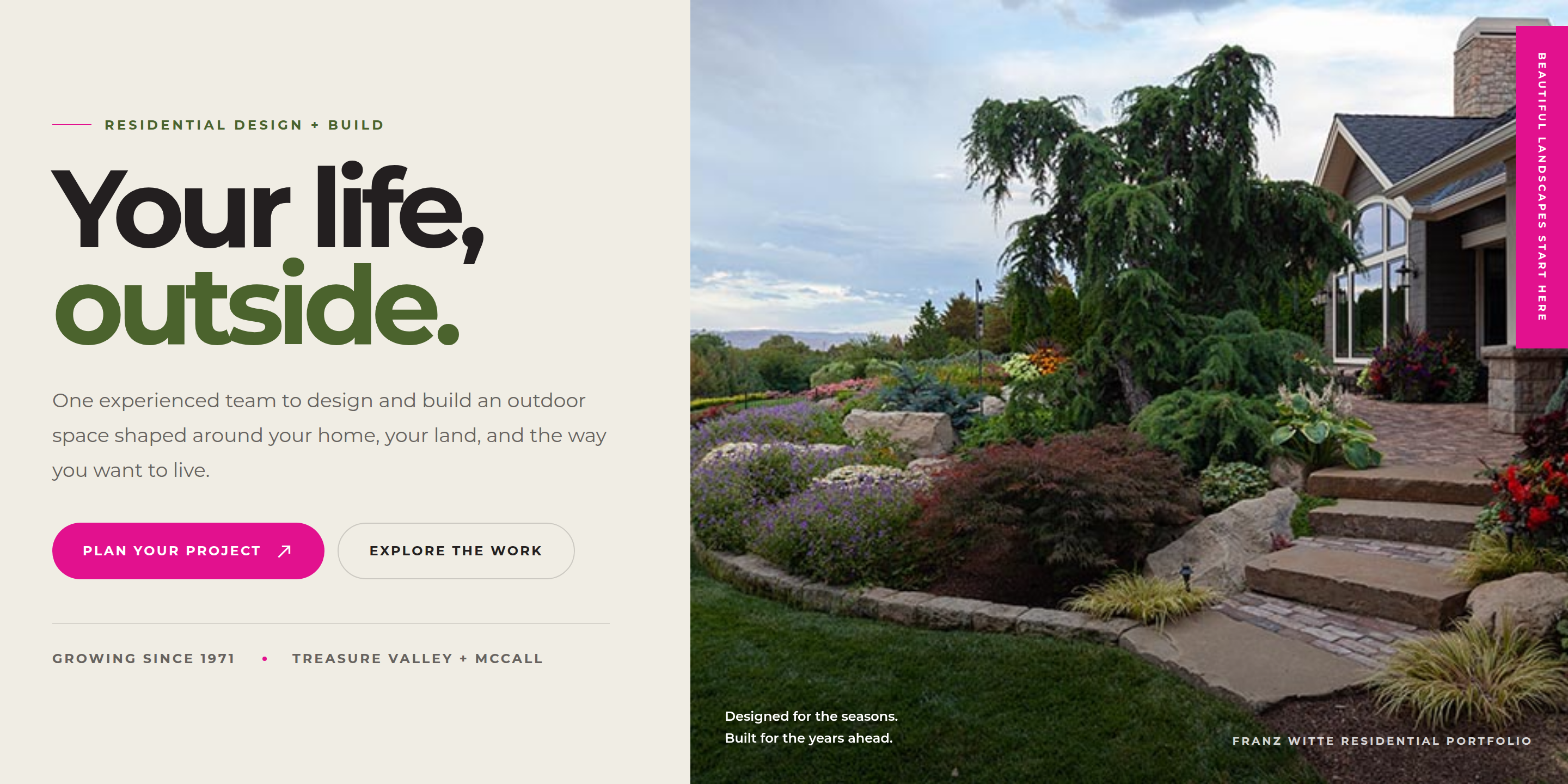Franz Witte residential concept homepage with landscape photography and project-planning action